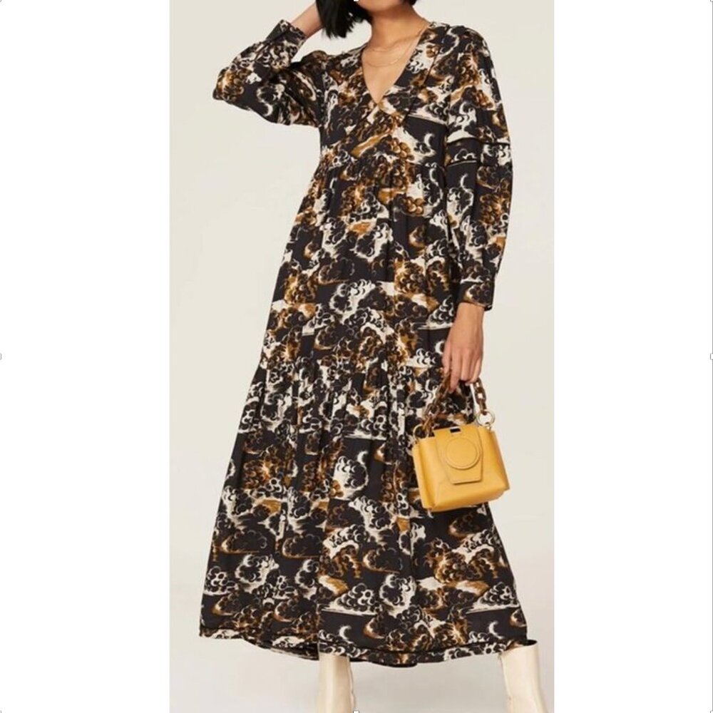 Scotch & Soda Abstract Print Long Sleeve Midi Dress Size Medium NWT